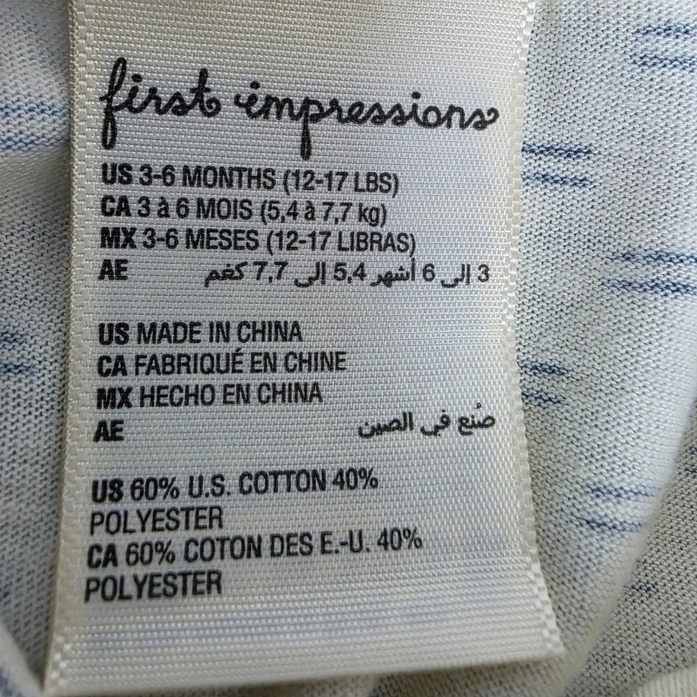 First Impressions Baby Boy Quilted Overalls and Bodysuit 2pc Set Blue 3-6 Months